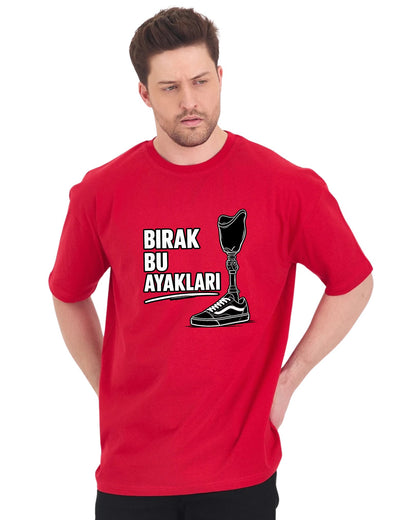 Bırak Bu Ayakları Oversize T-Shirt - Kırmızı