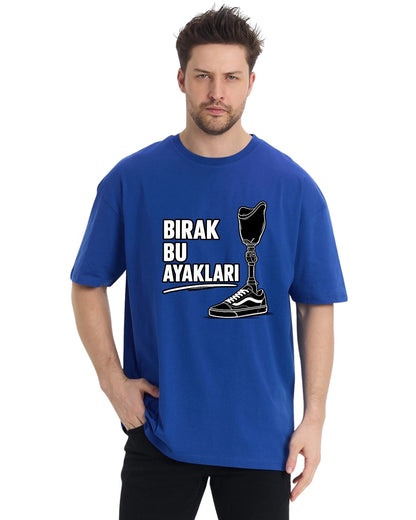 Bırak Bu Ayakları Oversize T-Shirt - Sax Mavi