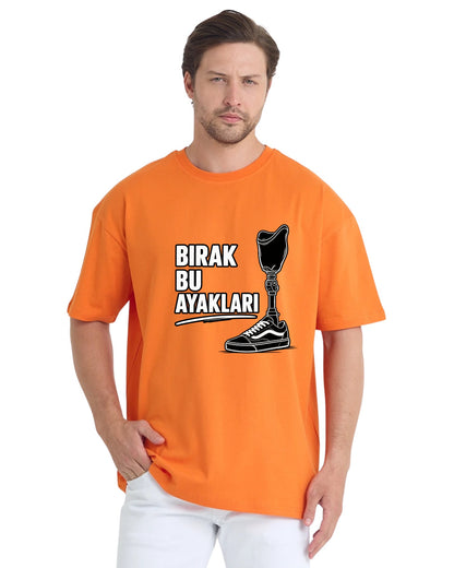 Bırak Bu Ayakları Oversize T-Shirt - Turuncu
