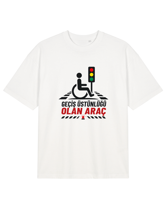 Geçiş Üstünlüğü Olan Araç Oversize T-Shirt - Furkan & Samet - Beyaz