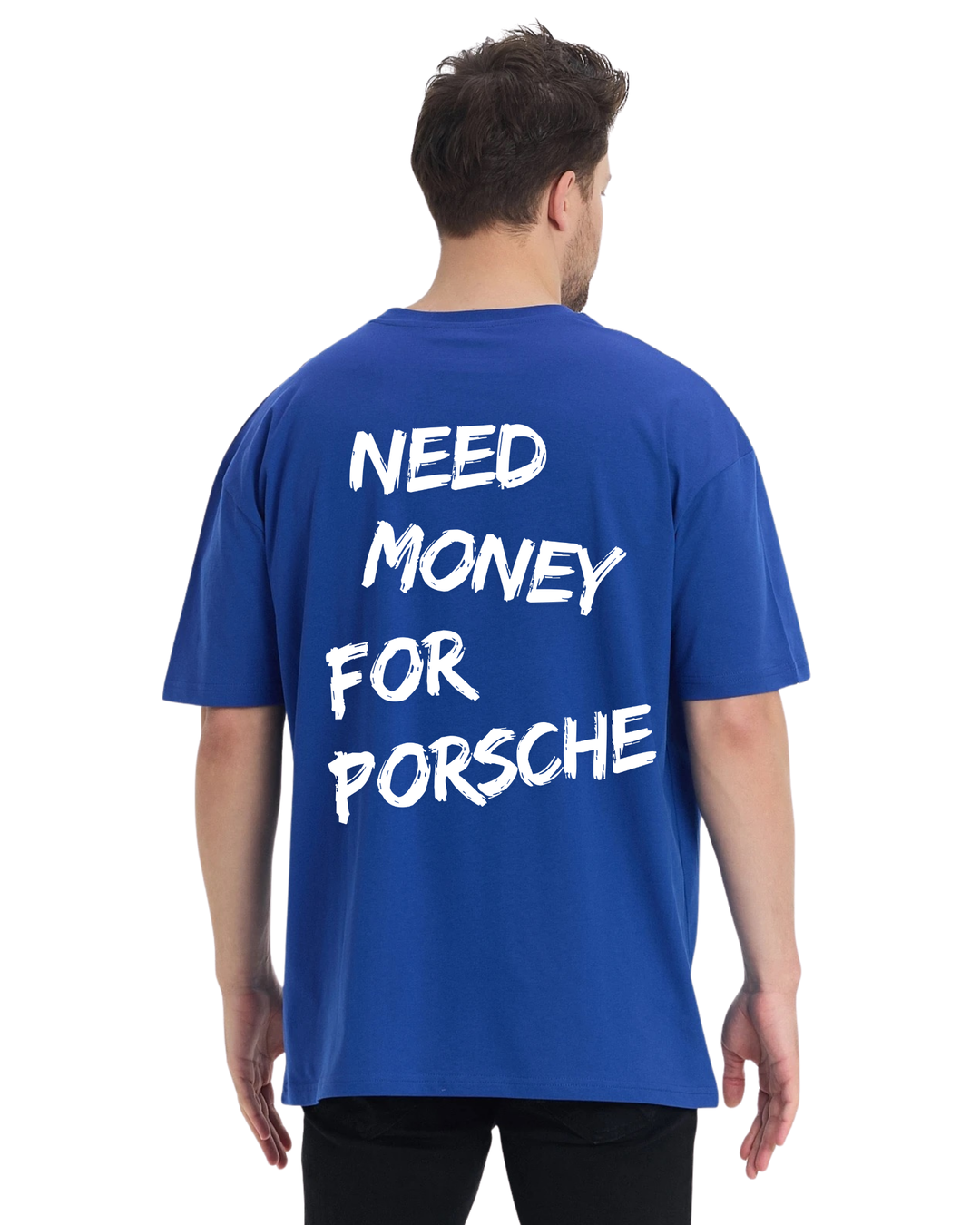 Need Money For Porsche Oversize T-Shirt - Sax Mavi