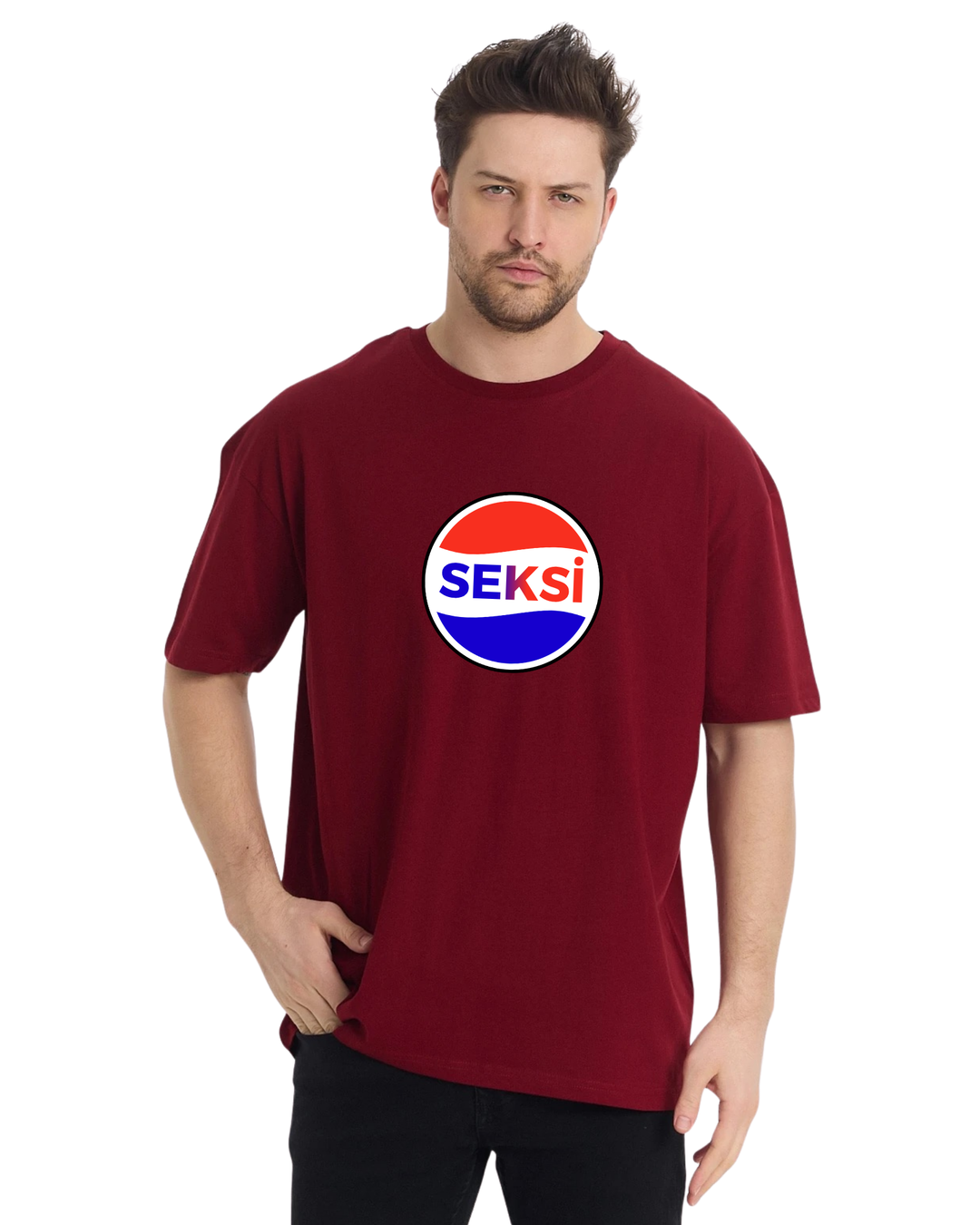 Seksi Oversize T-Shirt - Bordo