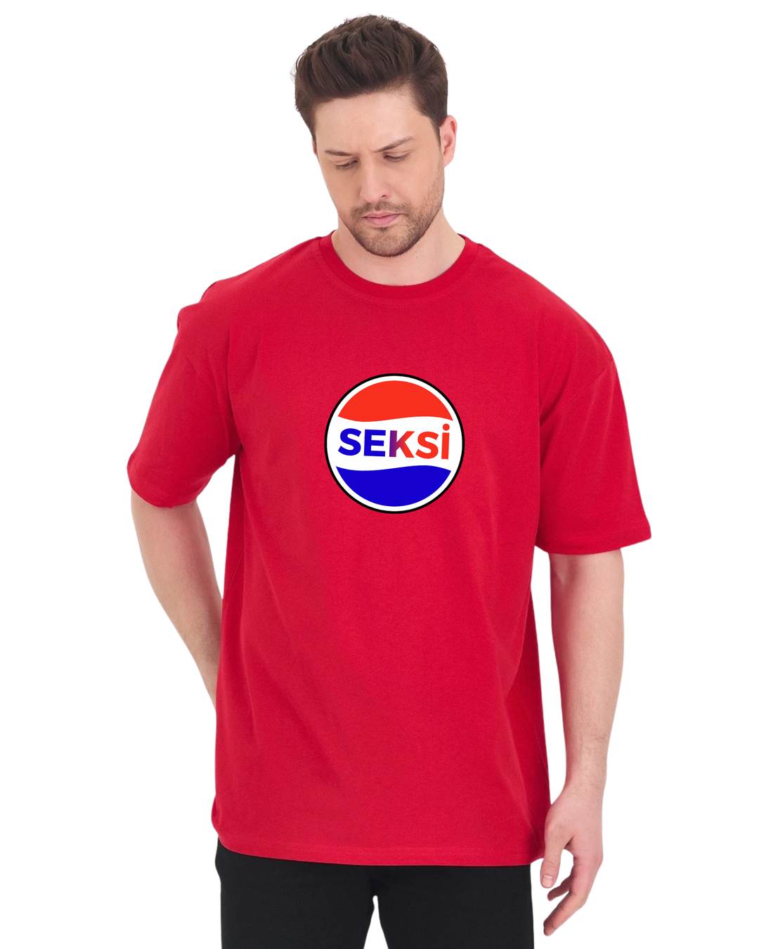 Seksi Oversize T-Shirt - Kırmızı